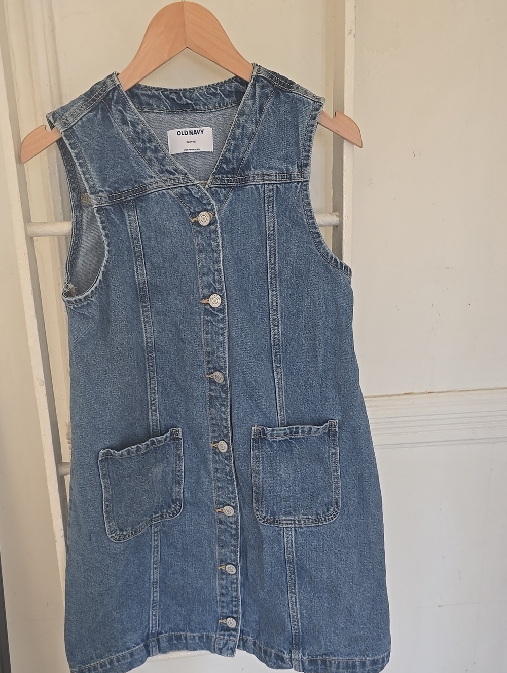 Old Navy Blue Denim Button-Front Girls' Dress (XL)